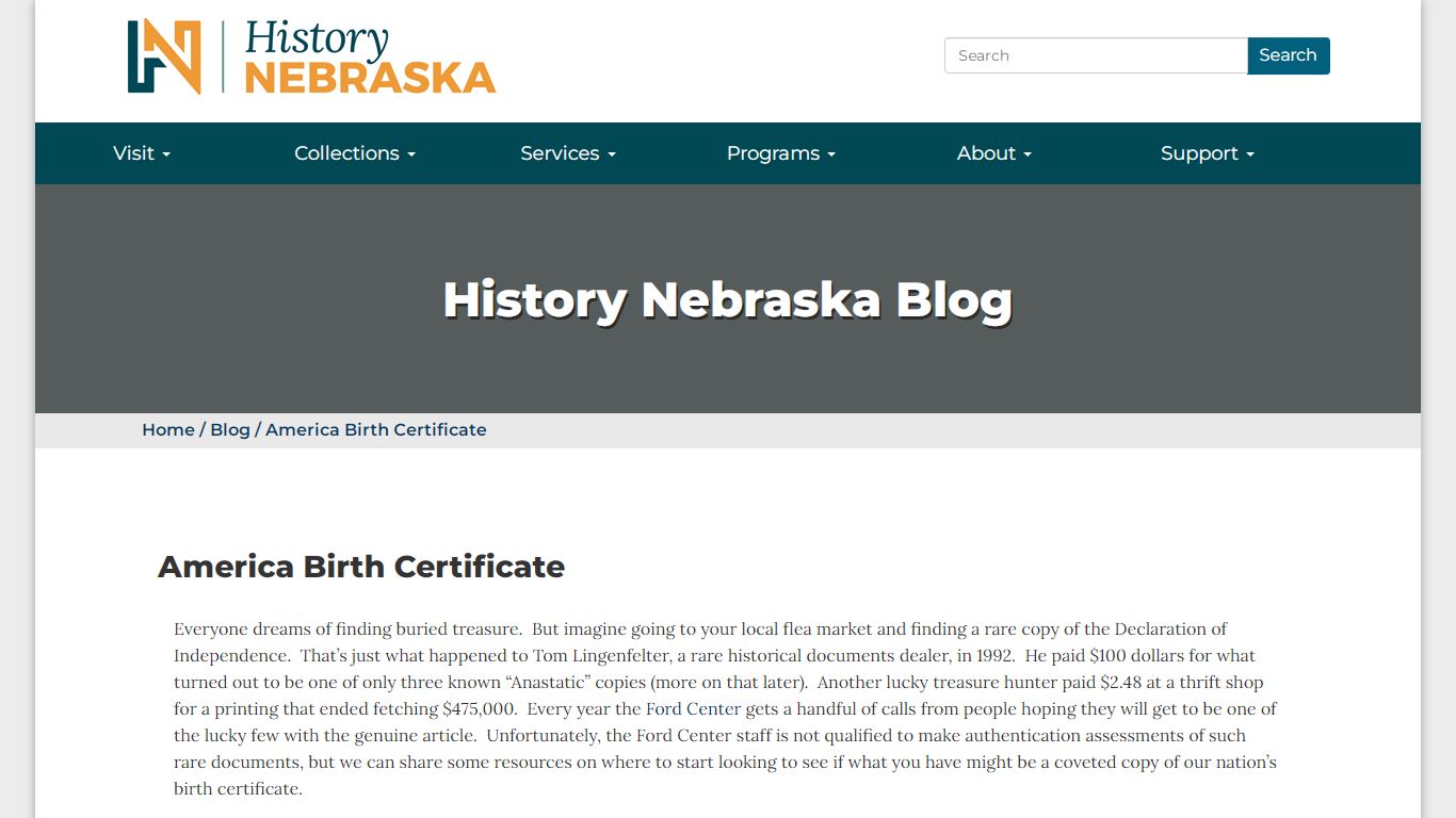 America Birth Certificate | History Nebraska